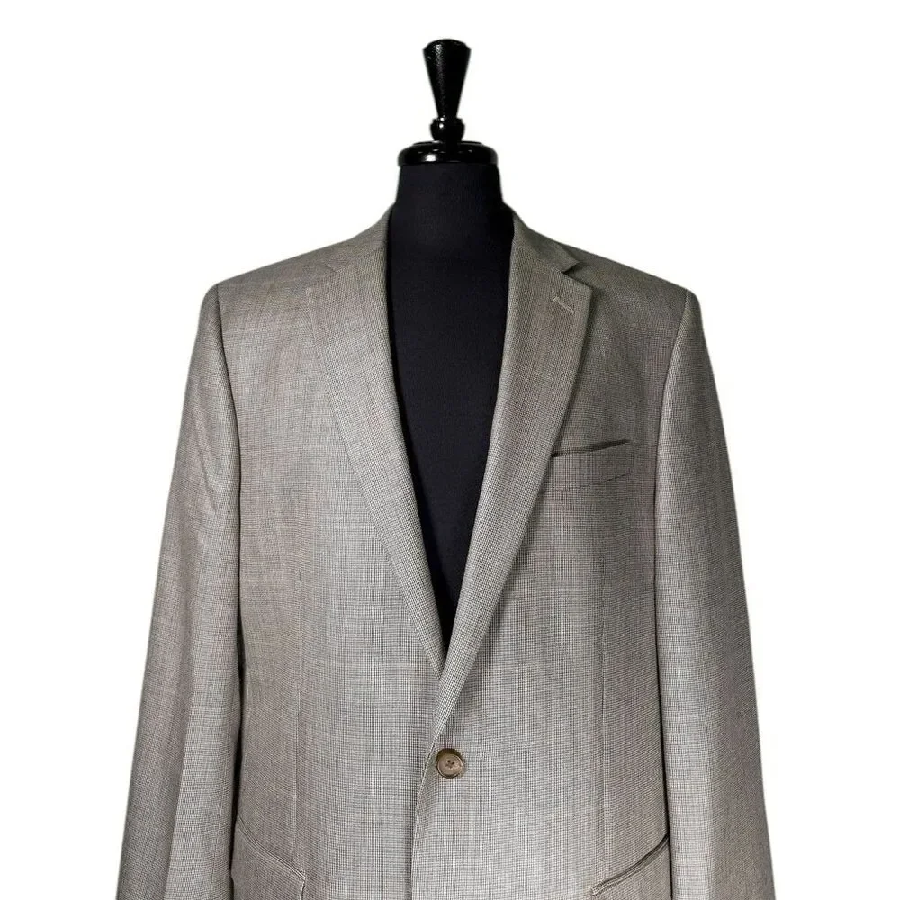 Ralph Lauren Mens Blazer 42L Beige Silk Wool 2 Button Sport Coat Jacket Lined